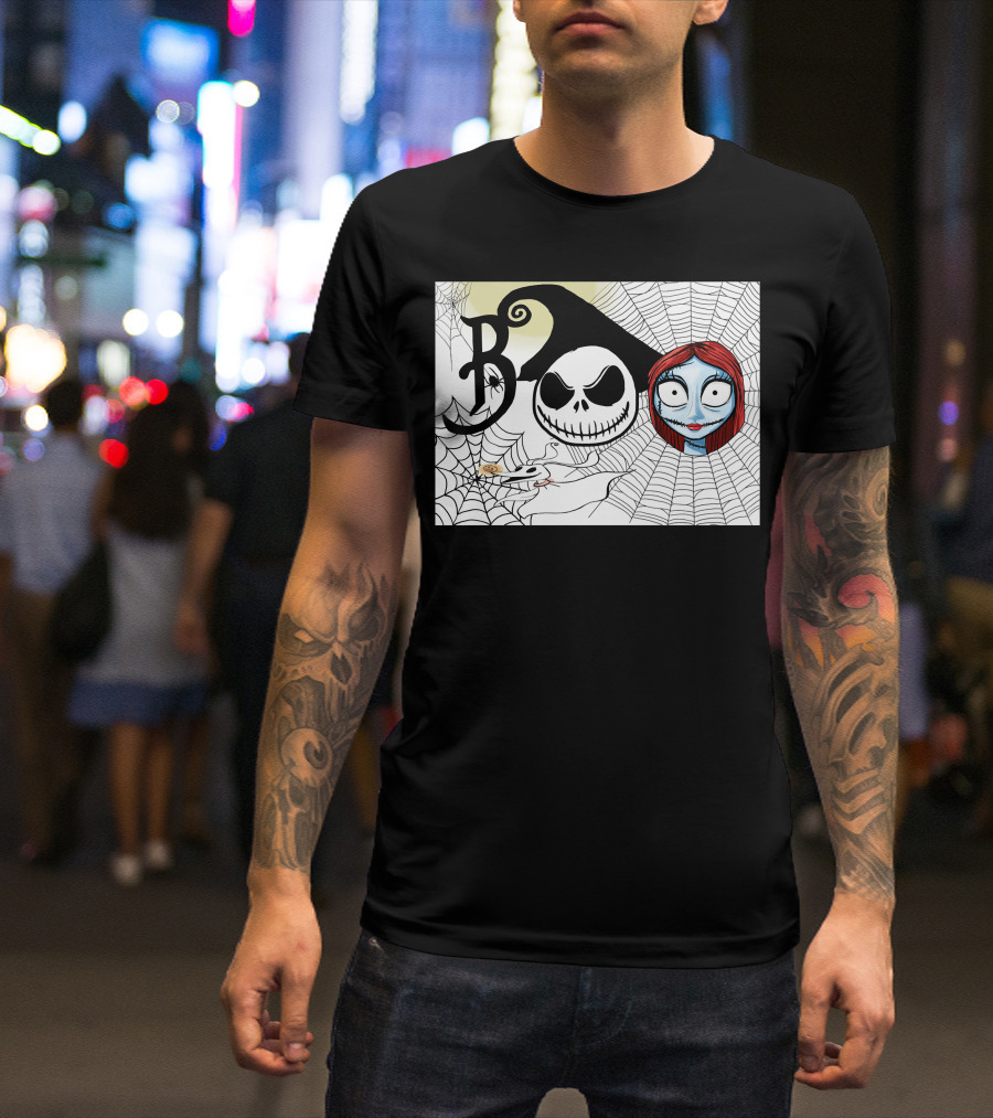 Jack And Sally Boo Halloween Nightmare Web T-Shirt