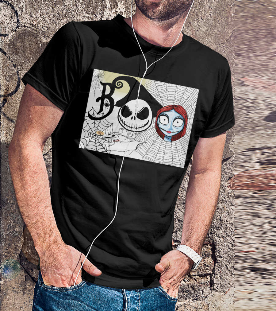 Jack And Sally Boo Halloween Nightmare Web T-Shirt