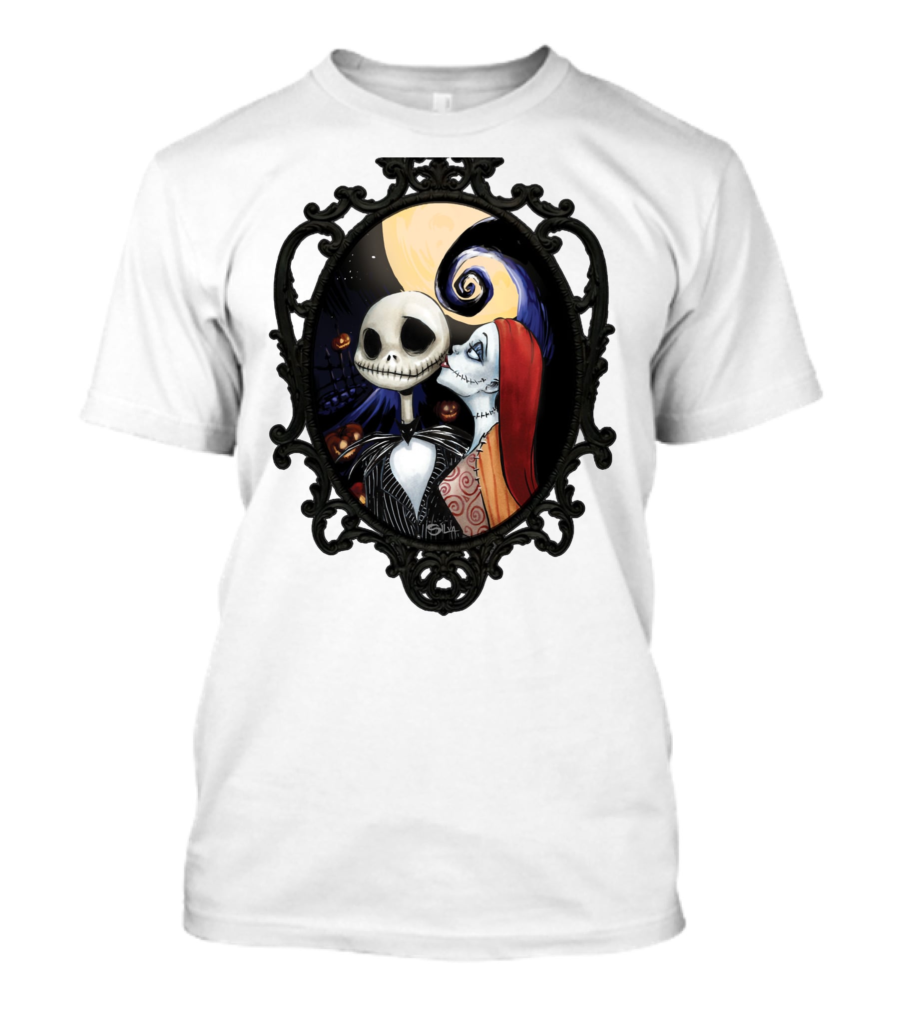 Jack And Sally Nightmare Before Christmas Moonlit Embrace T-Shirt