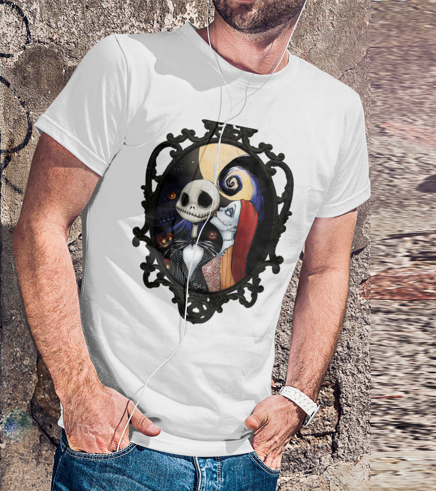 Jack And Sally Nightmare Before Christmas Moonlit Embrace T-Shirt