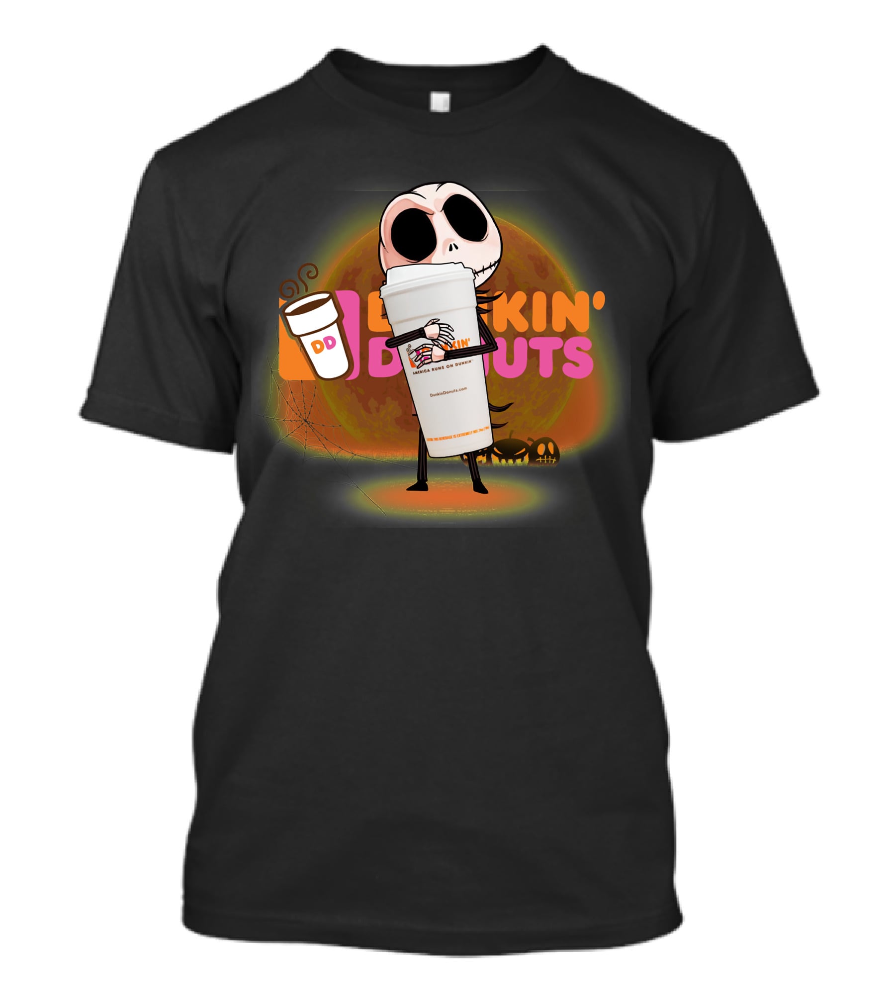 Jack Skellington Dunkin Donuts Halloween Coffee Moon T-Shirt
