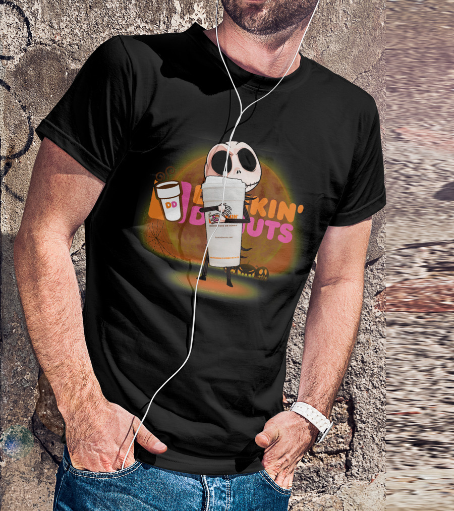 Jack Skellington Dunkin Donuts Halloween Coffee Moon T-Shirt