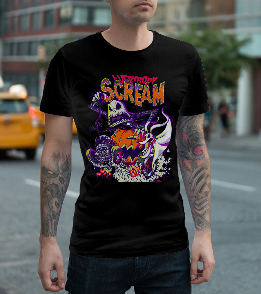 Jack Skellington Everybody Scream Halloween Rides Ghost Dog T-Shirt