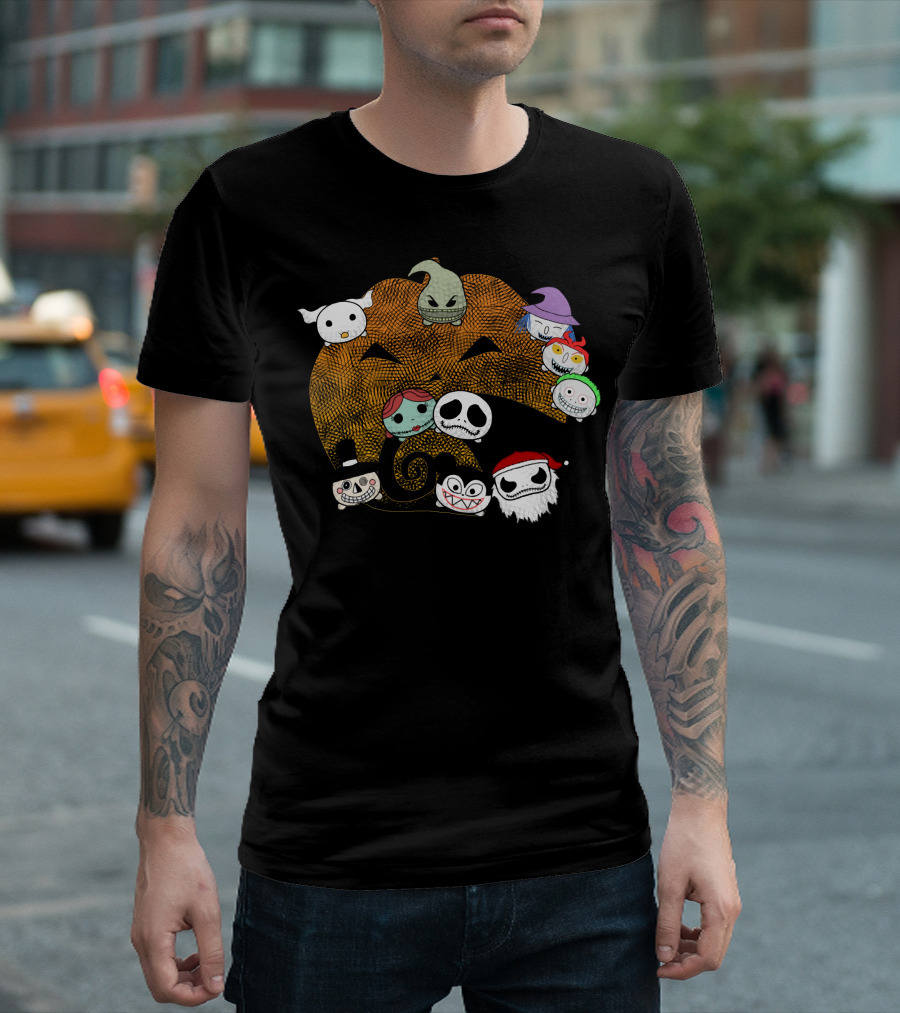 Pumpkin Oogie Boogie Jack Skellington Faces Halloween Characters T-Shirt