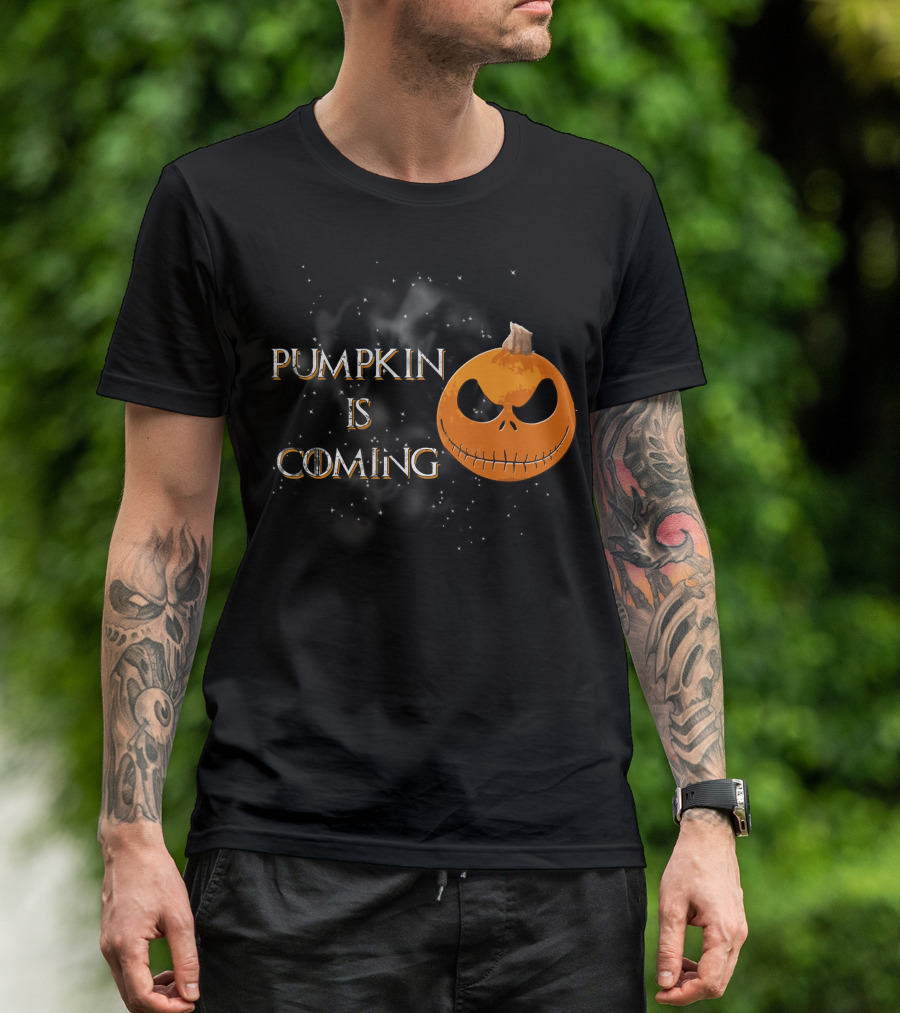 Pumkin Is Coming Halloween Jack-O'-Lantern Face T-Shirt