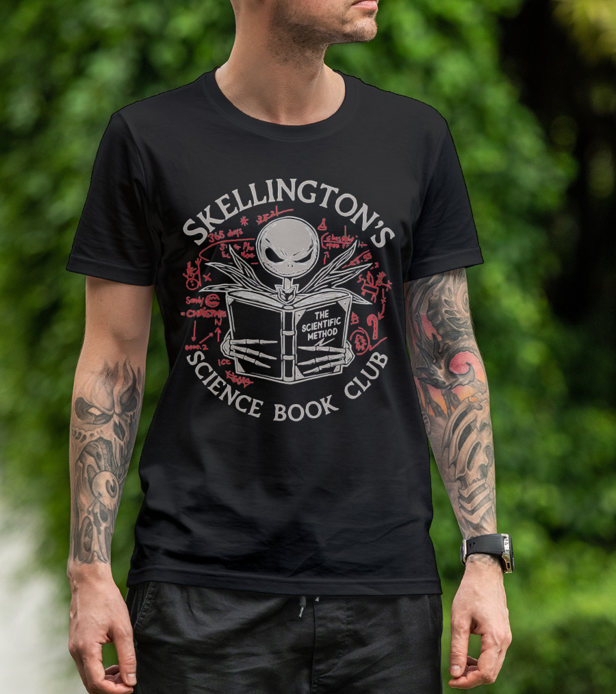Skellington's Scientific Method Halloween Christmas Science Book Club T-Shirt