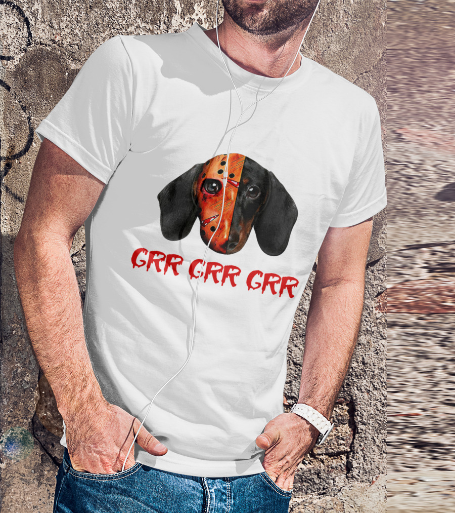Ch Ch Ch Grr Grr Dachshund Jason Mask Mashup T-Shirt