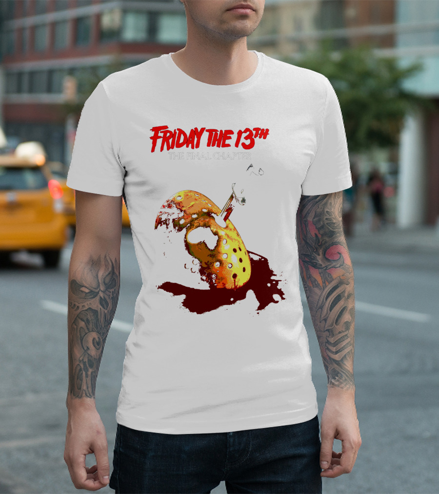 Friday The 13th The Final Chapter Hockey Mask Knife Blood Splatter T-Shirt