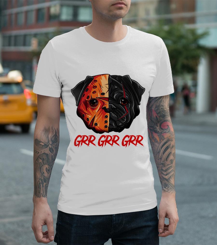 Grr Grr Grr Jason Dog Mask Pug Face T-Shirt