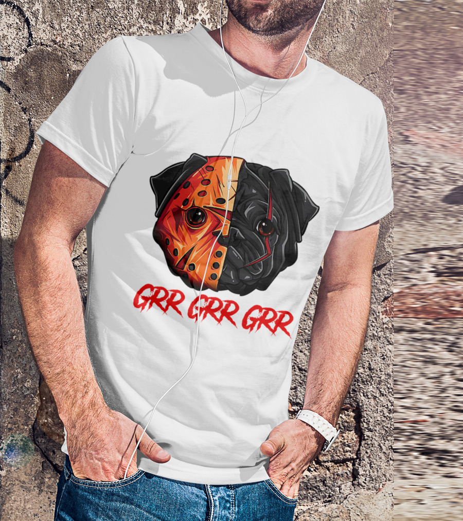 Grr Grr Grr Jason Dog Mask Pug Face T-Shirt