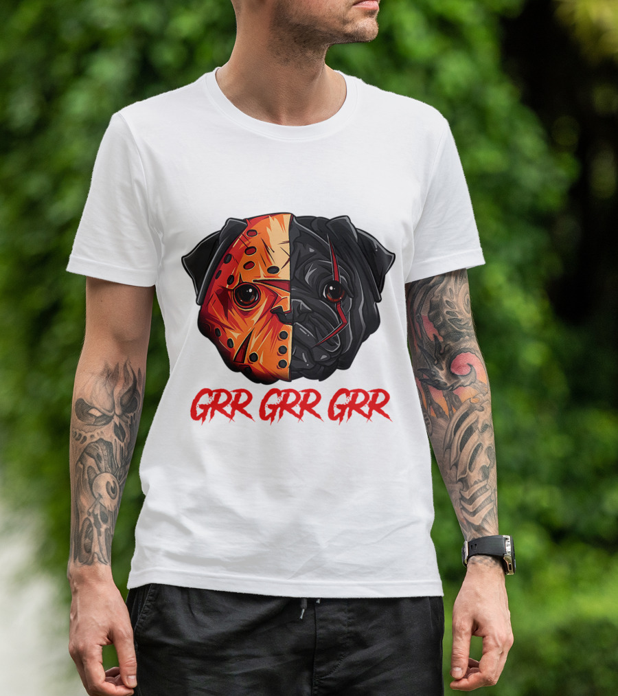 Grr Grr Grr Jason Dog Mask Pug Face T-Shirt