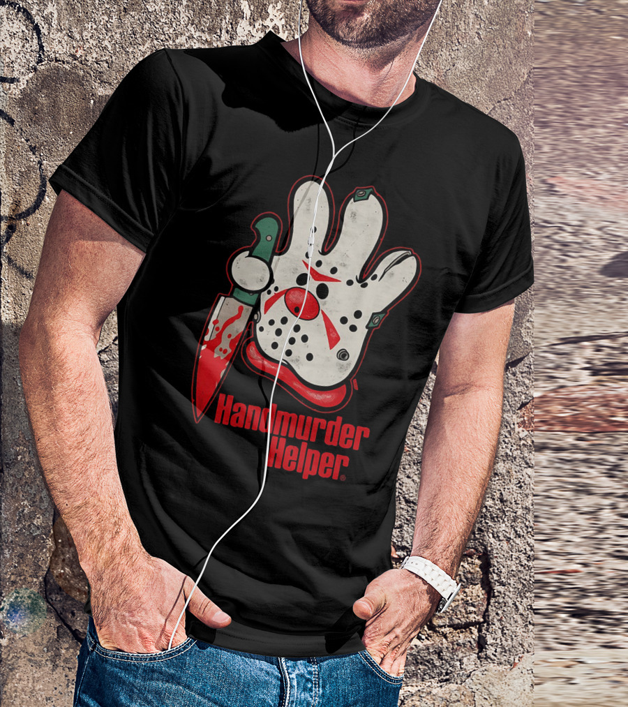 Handmurder Helper Bloody Knife Orange Glove Mask T-Shirt