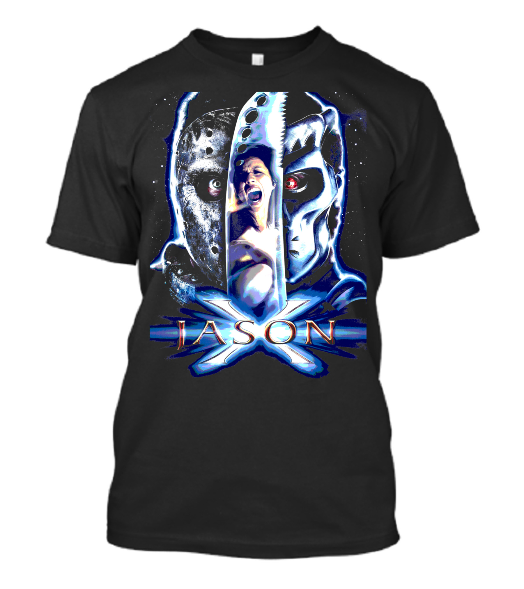 Jason X Horror Iconic Mask And Knife T-Shirt