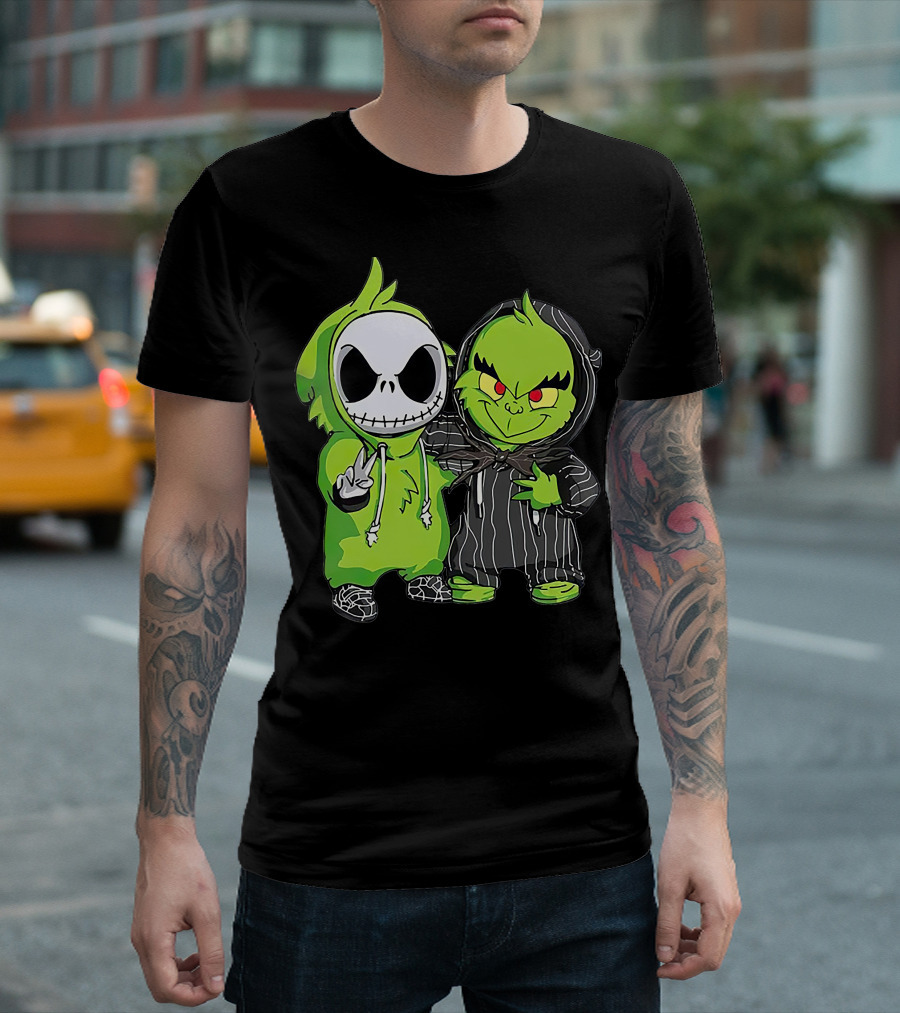Jack Skellington And Grinch Crossover Hoodie Characters T-Shirt
