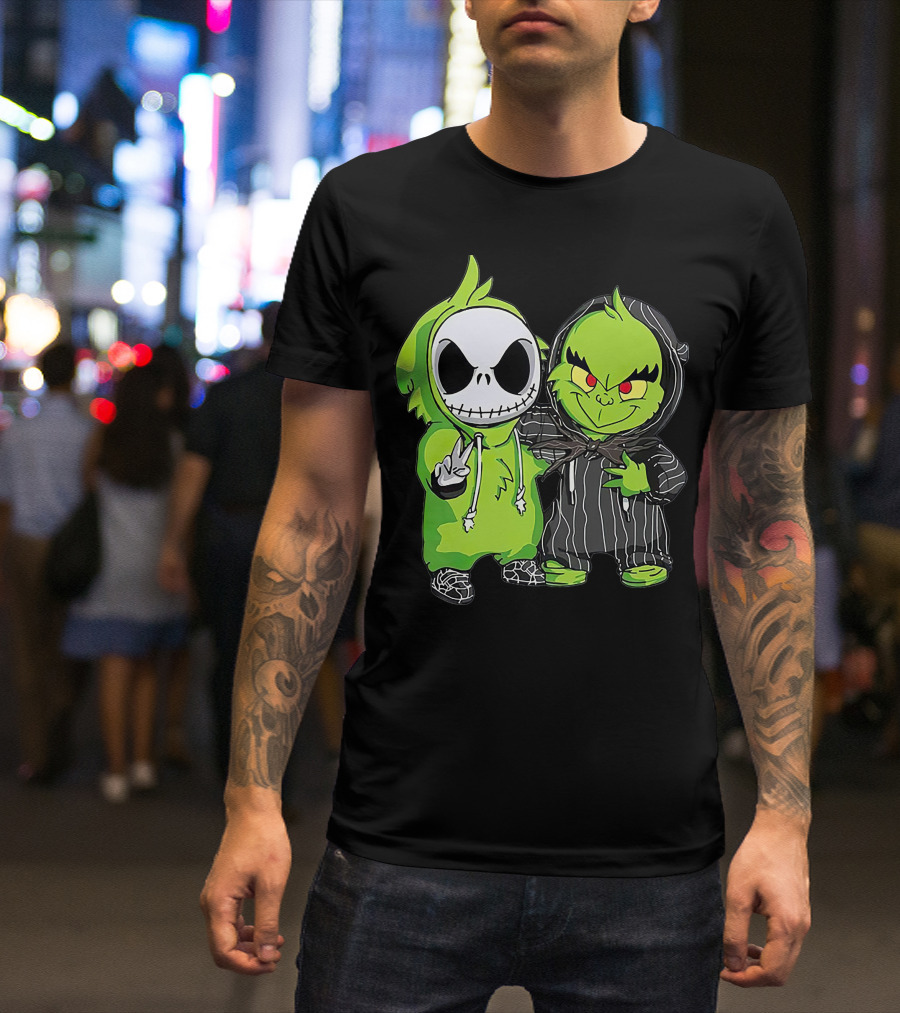 Jack Skellington And Grinch Crossover Hoodie Characters T-Shirt