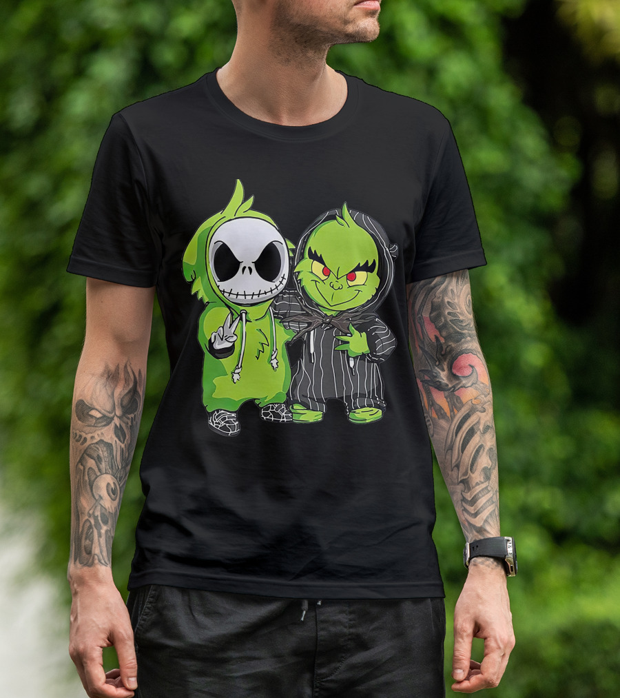 Jack Skellington And Grinch Crossover Hoodie Characters T-Shirt