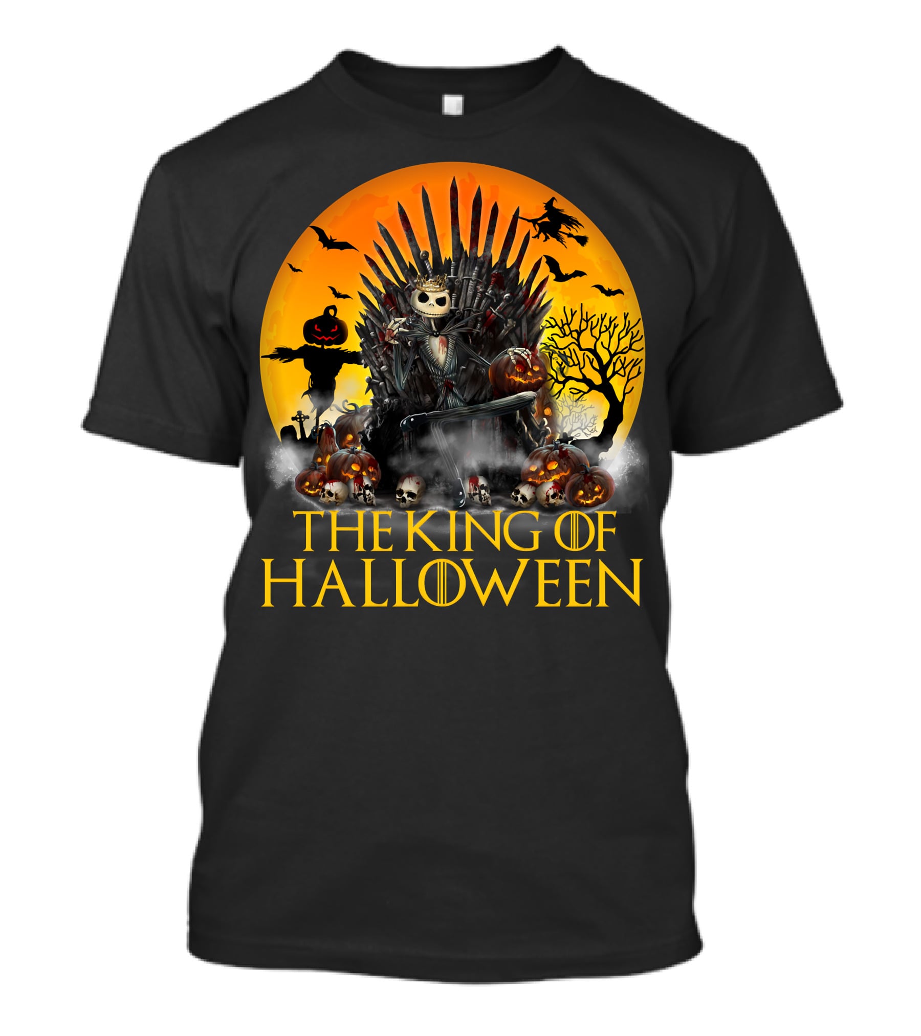 The King Of Halloween Jack Skellington Iron Throne Halloween Scene T-Shirt
