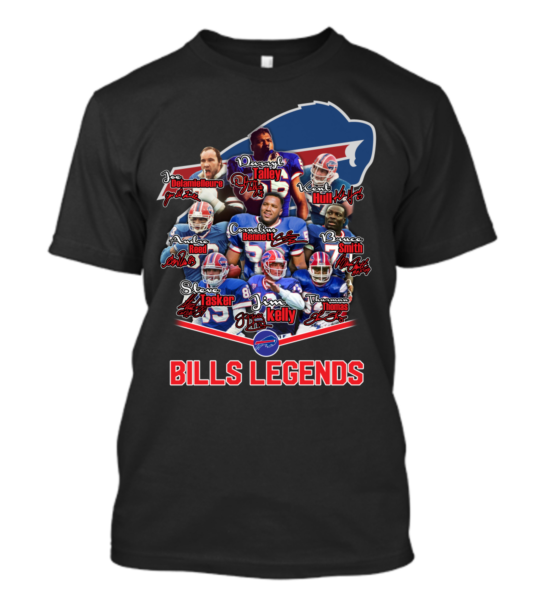 Bills Legends Featuring Talley Kelly Bennett Thomas Tasker Hull Smith Andre Reed T-Shirt