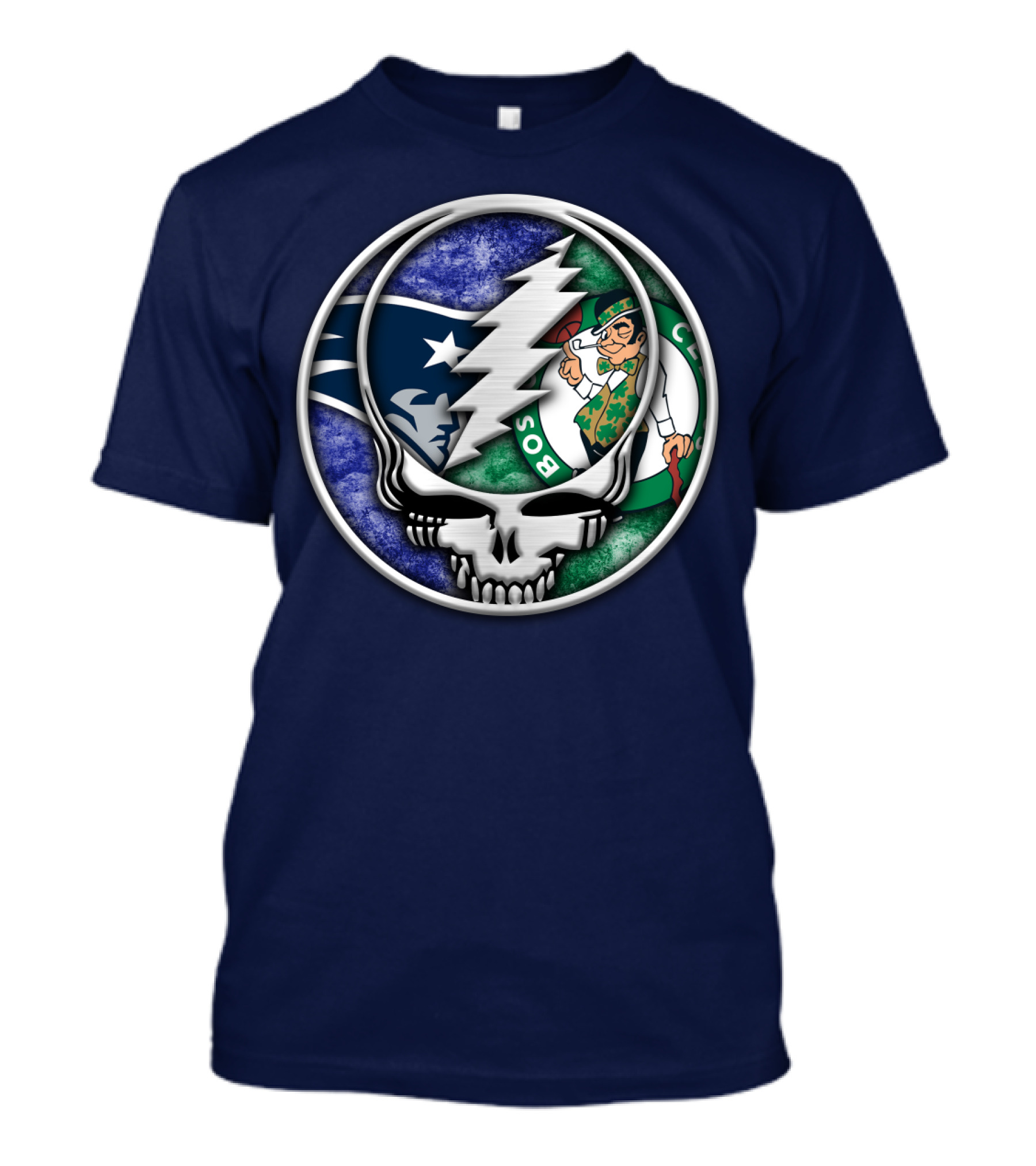 Grateful Dead Steal Your Face Boston Celtics New England Patriots Mashup T-Shirt
