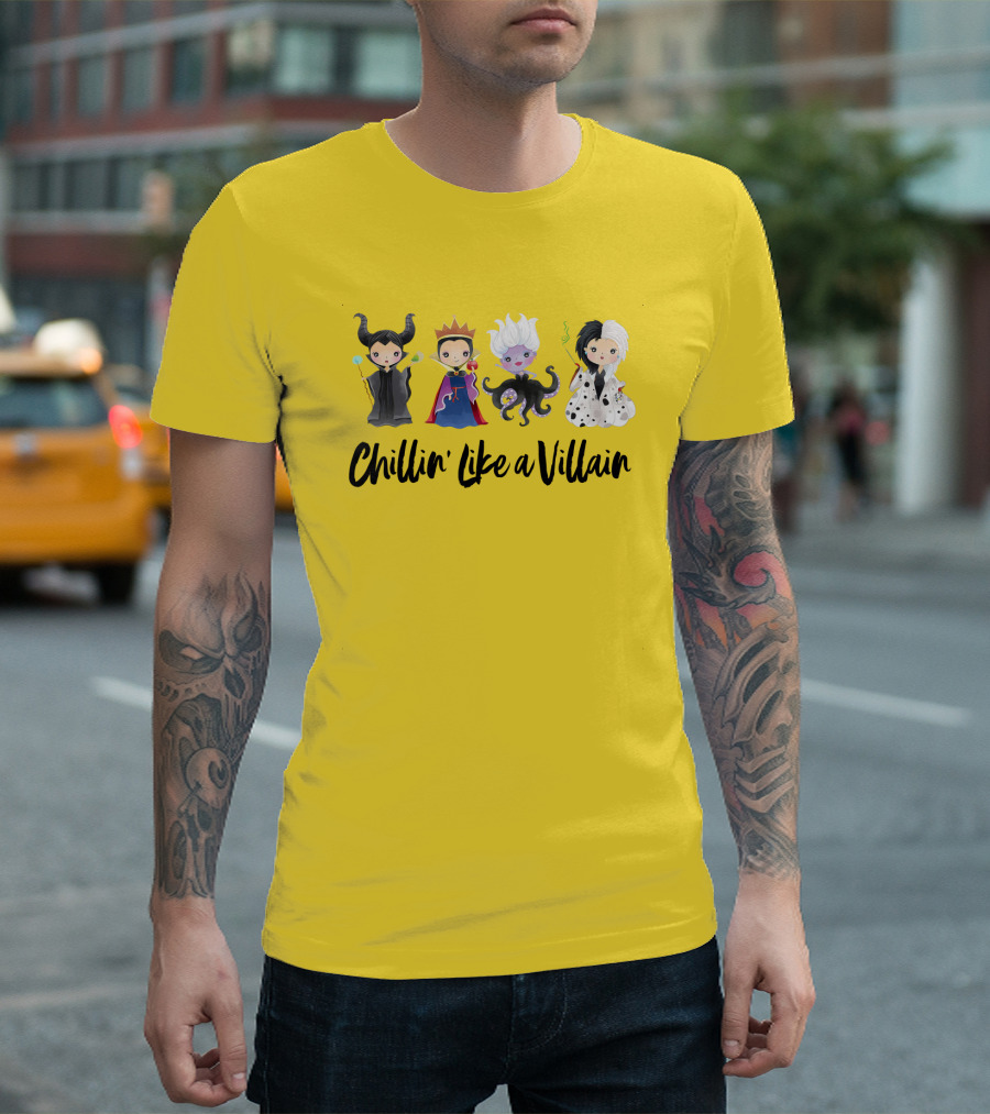 Chillin' Like A Villain With Iconic Style Inspired Characters In Playful Cartoon T-Shirt