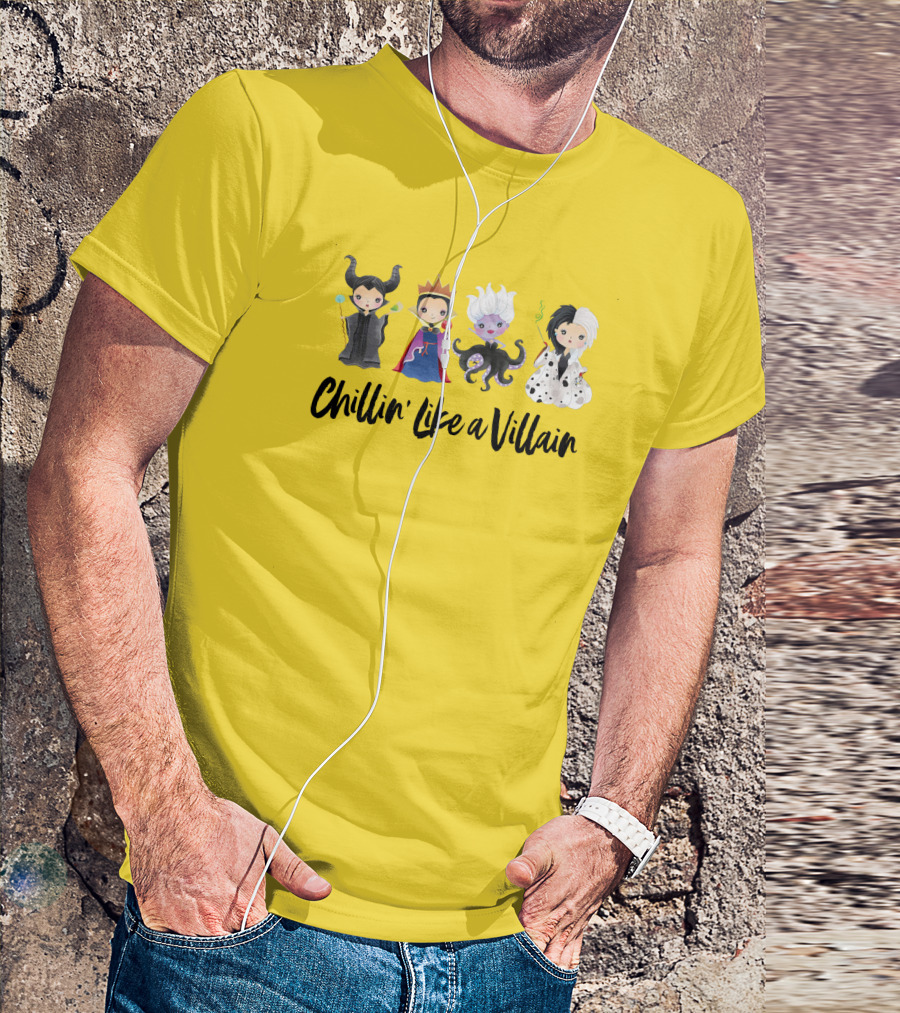 Chillin' Like A Villain With Iconic Style Inspired Characters In Playful Cartoon T-Shirt