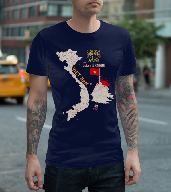 Viet Nam Map New Asian Dragon Flag Ship T-Shirt