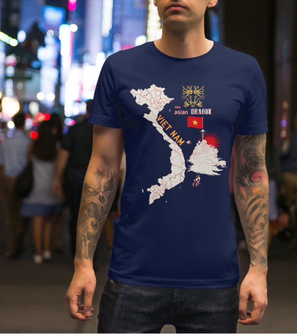 Viet Nam Map New Asian Dragon Flag Ship T-Shirt