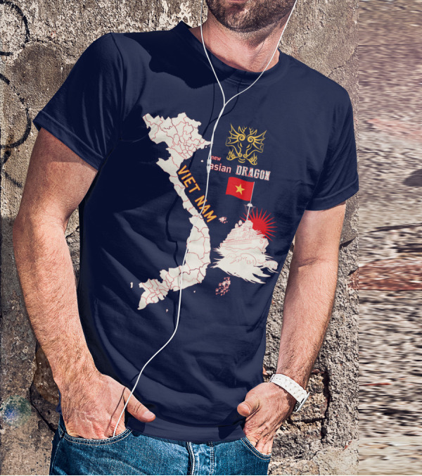 Viet Nam Map New Asian Dragon Flag Ship T-Shirt
