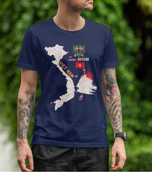 Viet Nam Map New Asian Dragon Flag Ship T-Shirt