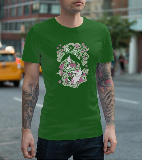 Okami Merch Amaterasu And Cherry Blossoms T-Shirt