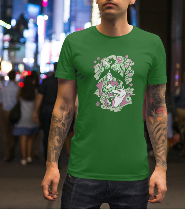 Okami Merch Amaterasu And Cherry Blossoms T-Shirt