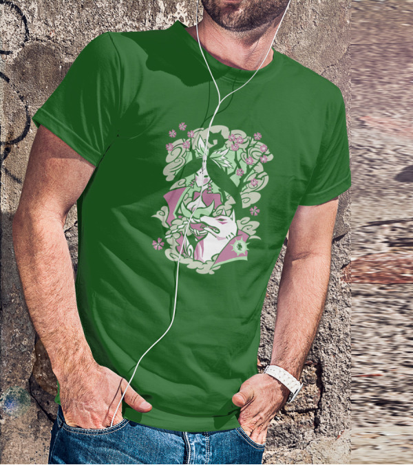 Okami Merch Amaterasu And Cherry Blossoms T-Shirt