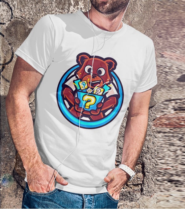 Der Merch Bear Holding Mystery Question Mark Box T-Shirt