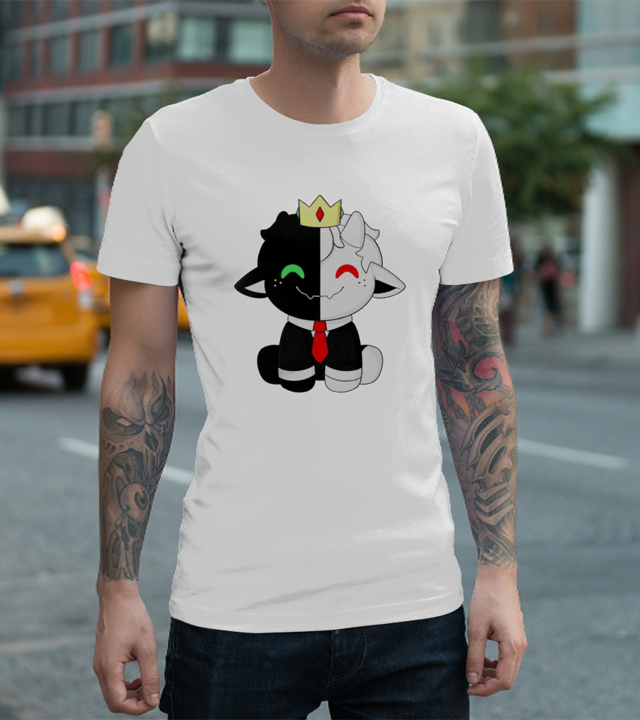 Ranboo Fashion Half Black Half White Crowned Character T-Shirt
