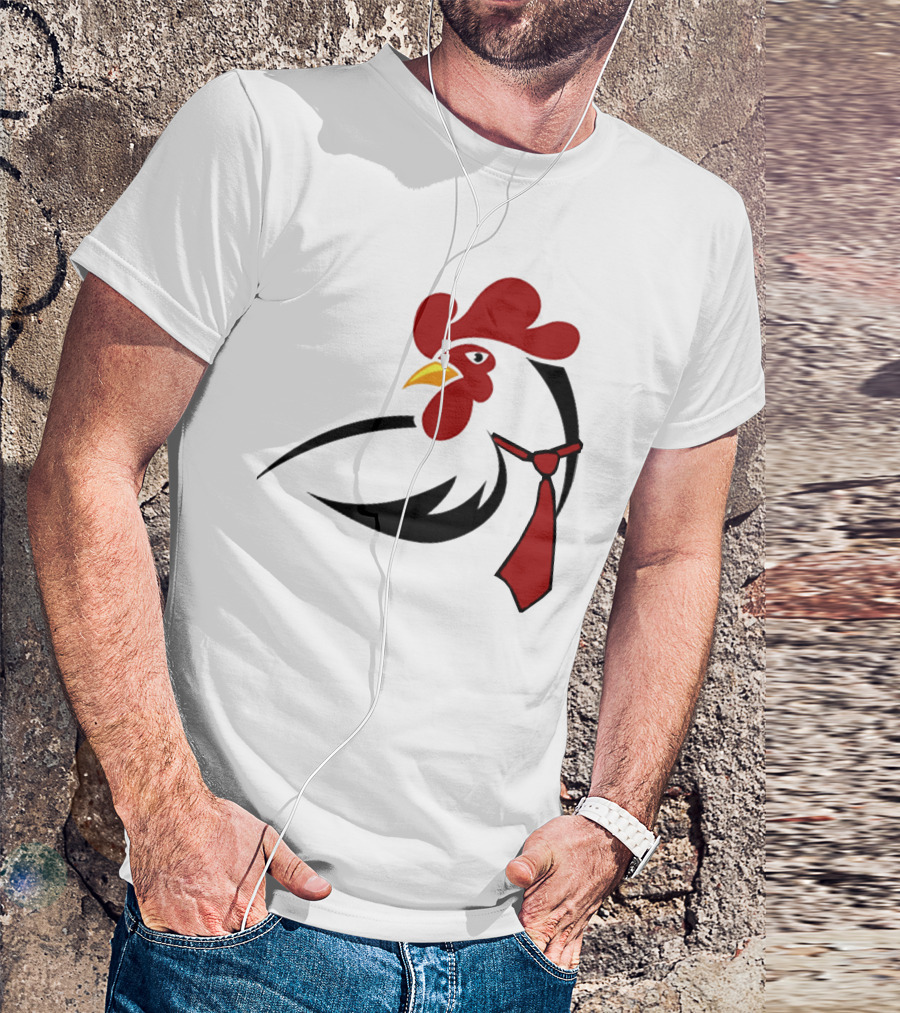Hen Tie Rooster Necktie Motif T-Shirt