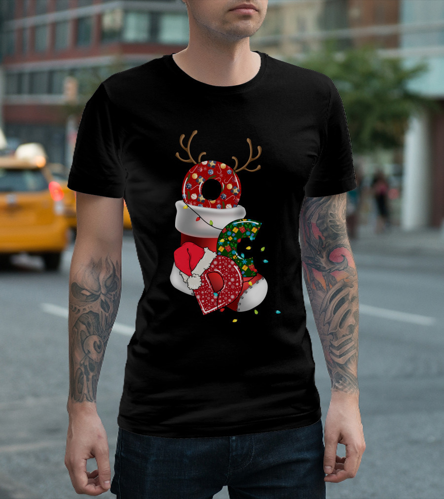 OCD Obsessive Christmas Disorder Reindeer Santa Hat Lights Stocking T-Shirt
