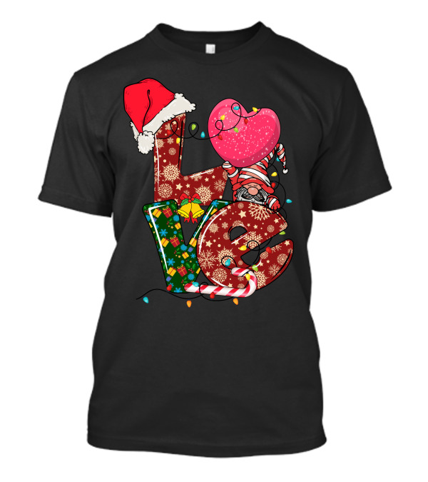 Christmas Love With Santa Hat And Festive T-Shirt