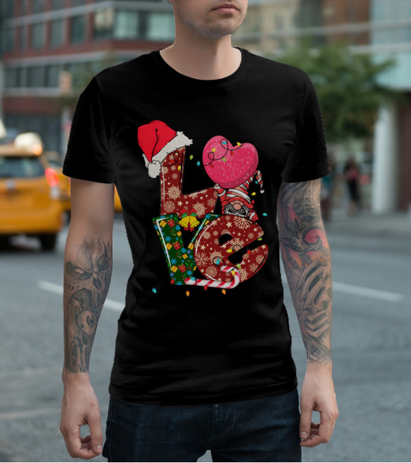 Christmas Love With Santa Hat And Festive T-Shirt