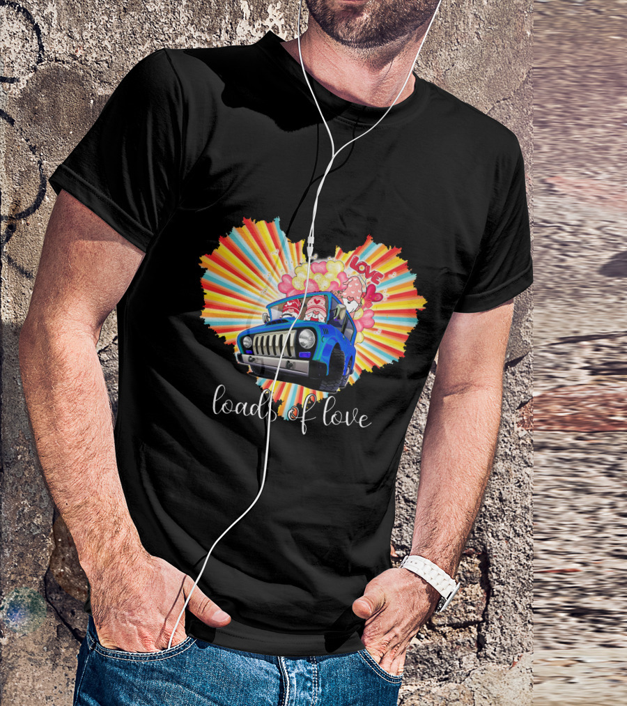 Loads Of Love Heart Explosion With Blue Jeep And Balloons T-Shirt