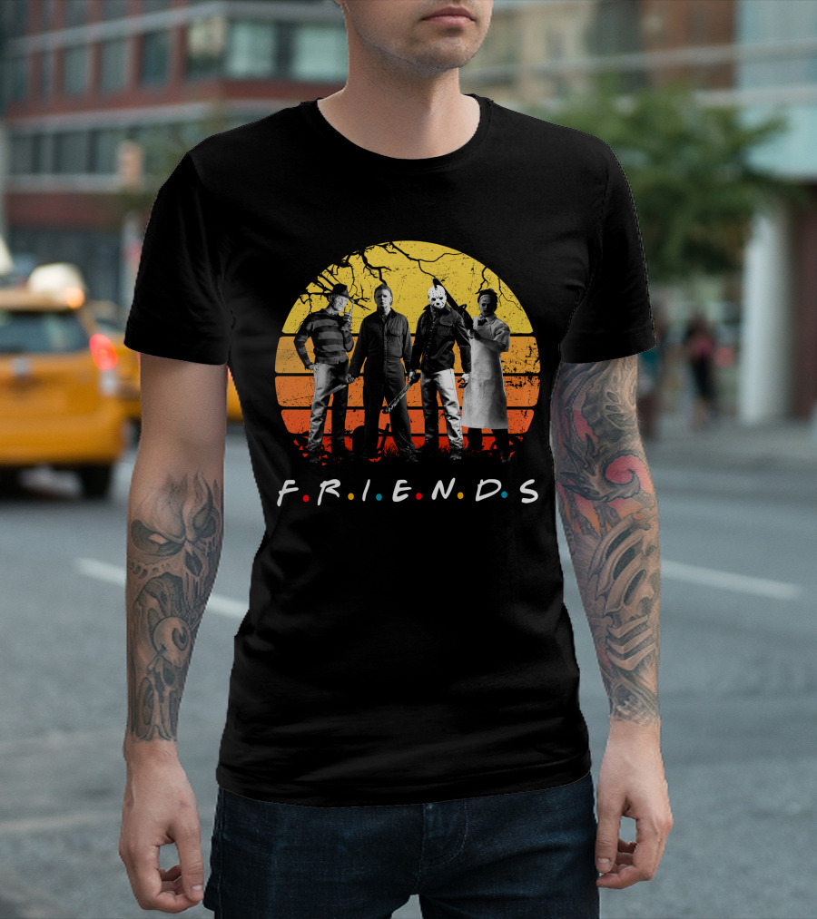 FRIENDS Halloween Horror Characters Sunset T-Shirt