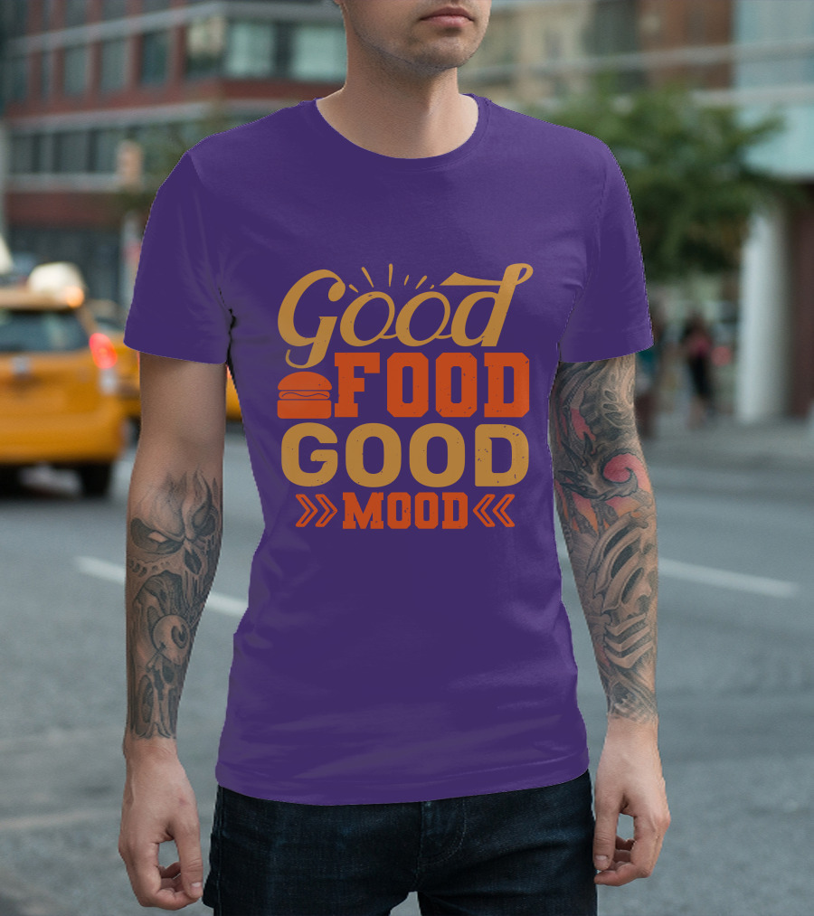 Good Food Good Mood Burger Sunburst Arrows T-Shirt