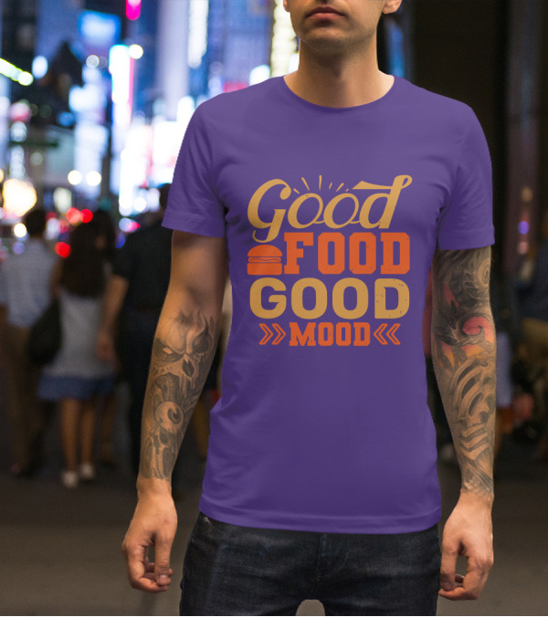 Good Food Good Mood Burger Sunburst Arrows T-Shirt