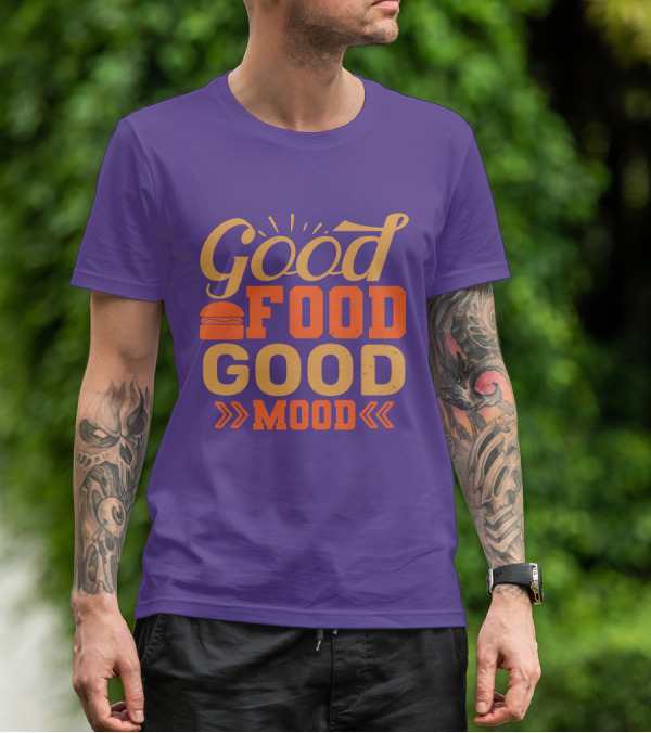 Good Food Good Mood Burger Sunburst Arrows T-Shirt
