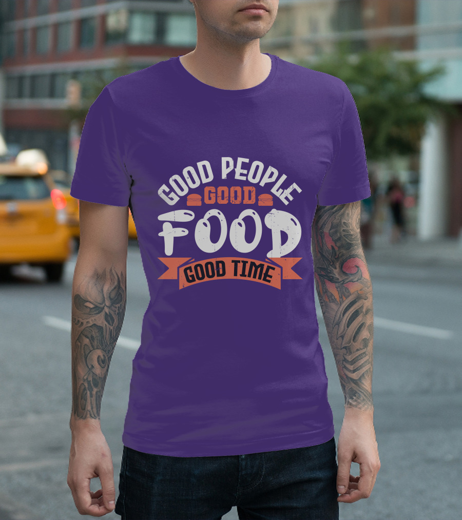 Good People Good Food Good Time Retro Banner T-Shirt