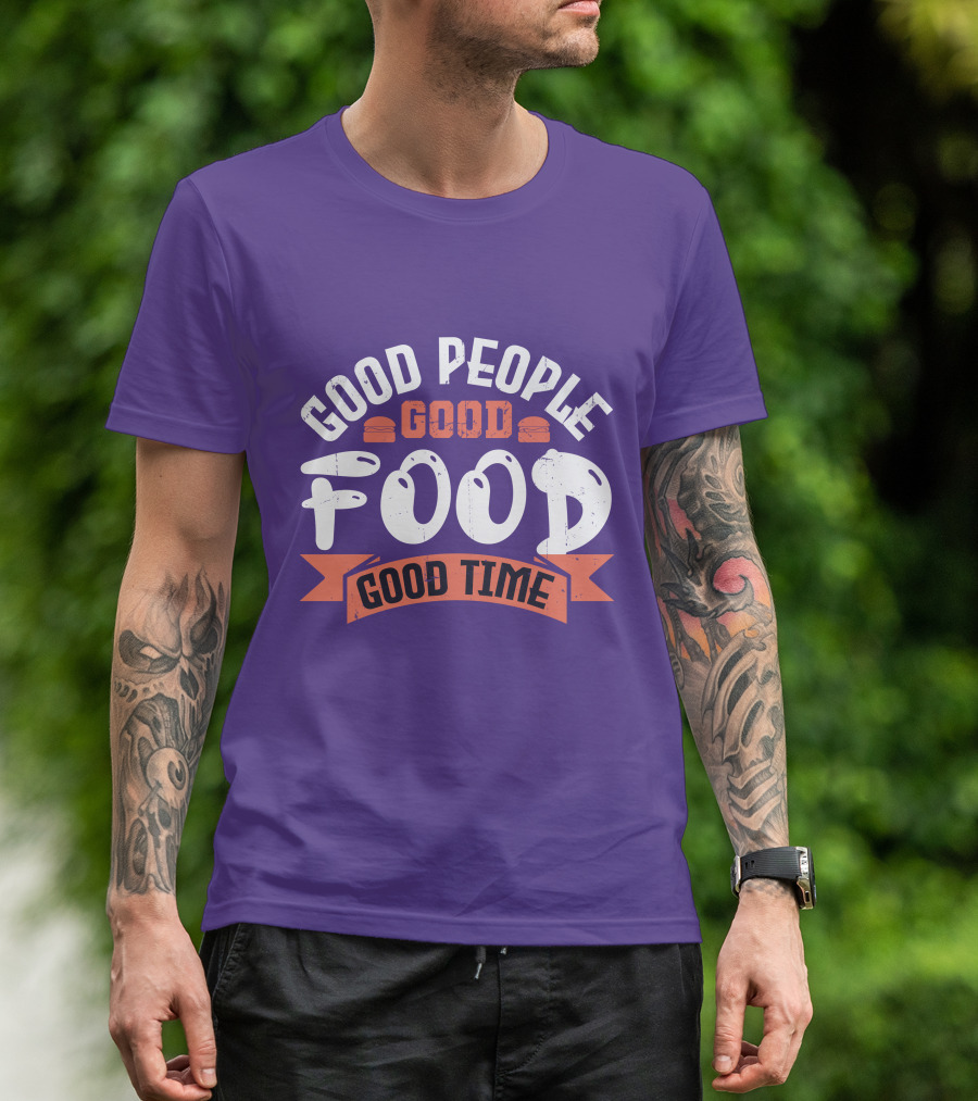Good People Good Food Good Time Retro Banner T-Shirt