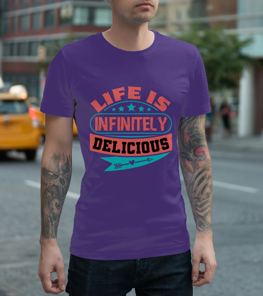Life Is Infinitely Delicious Stars Arrow Heart T-Shirt