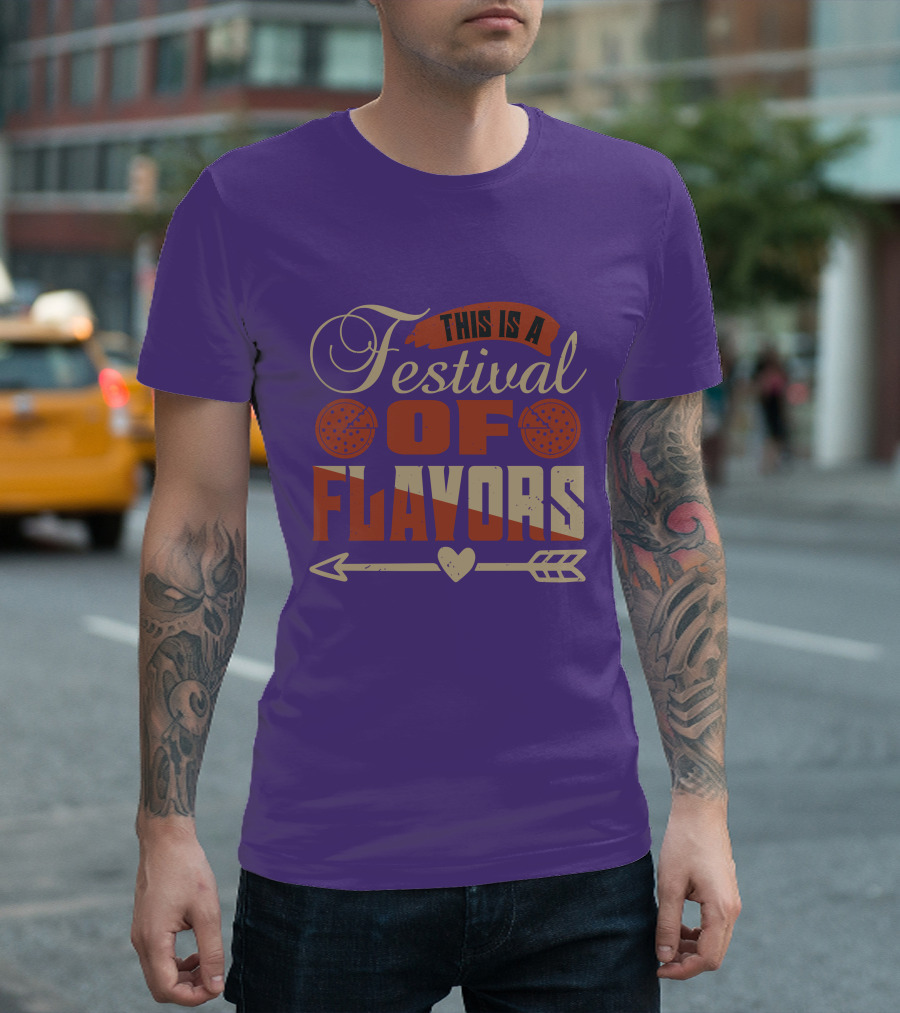This Is A Festival Of Flavors Arrow Heart And Pepperoni Icons T-Shirt