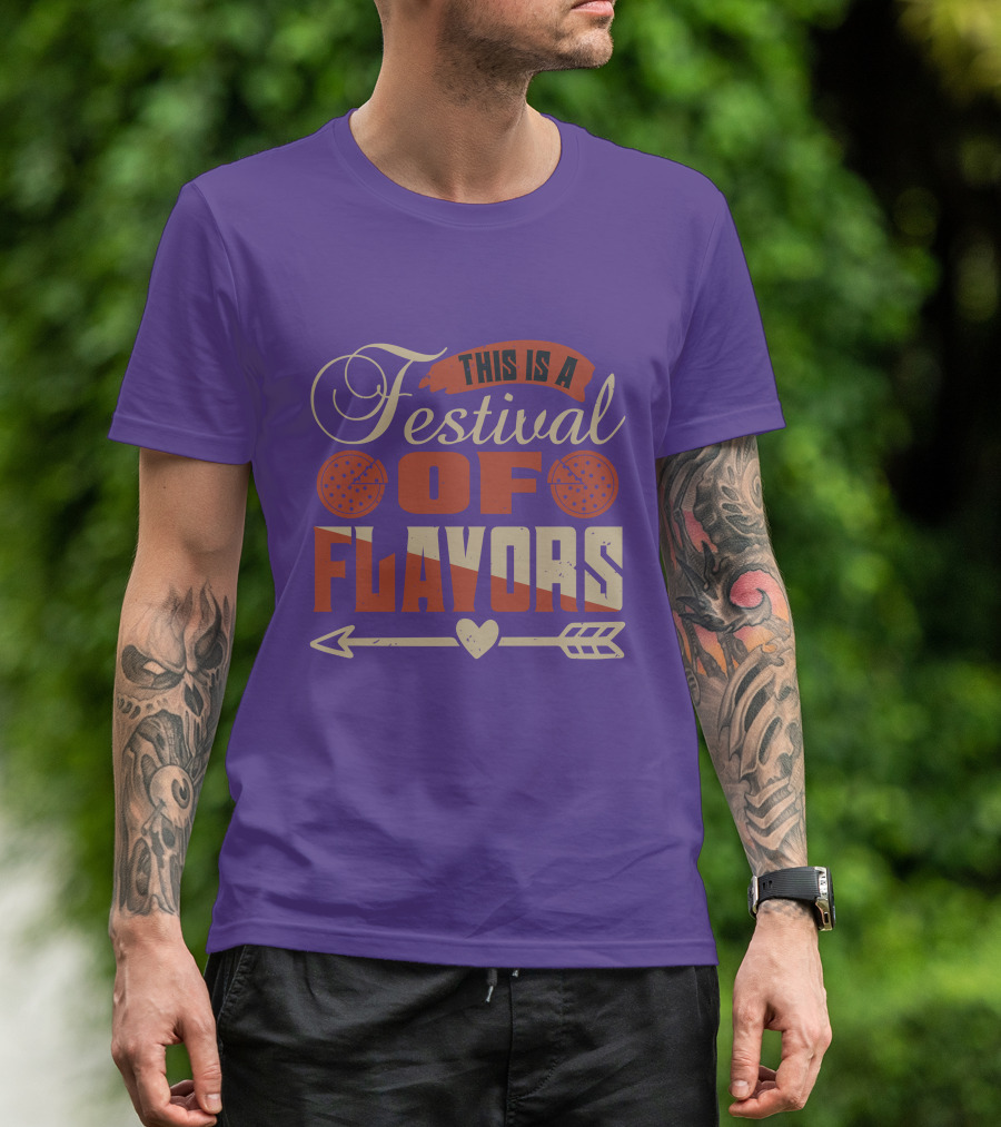 This Is A Festival Of Flavors Arrow Heart And Pepperoni Icons T-Shirt