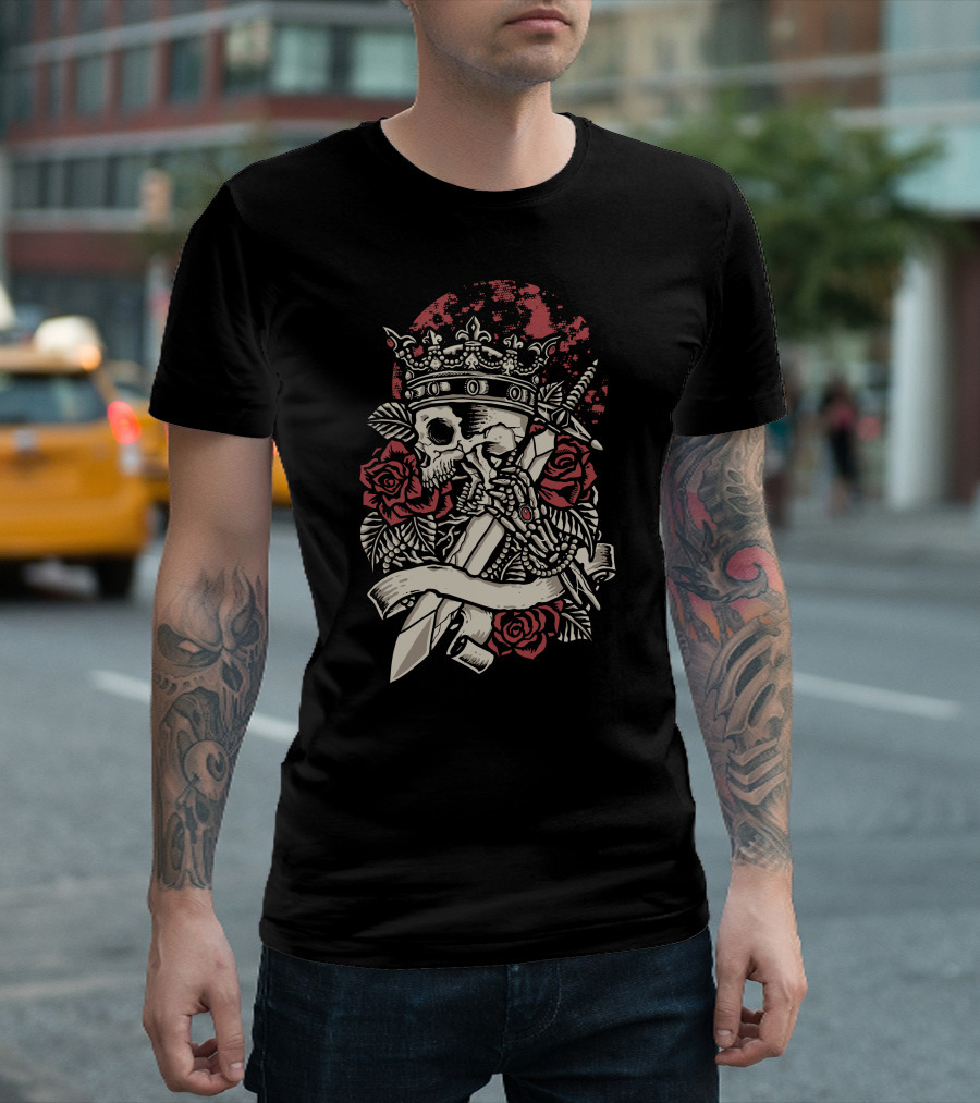 Abandoned King Wayne Mindscape Dreamscape Skull Crown Roses Sword T-Shirt
