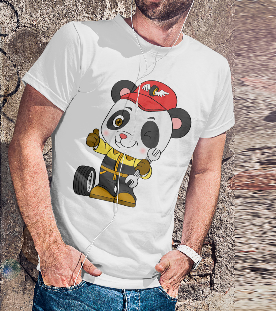 Mechanic Panda Thumbs Up With Wrench And Tire T-Shirt